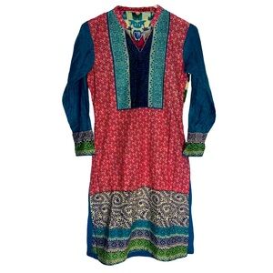 Vibrant Patchwork Print Desi-Inspired Tunic